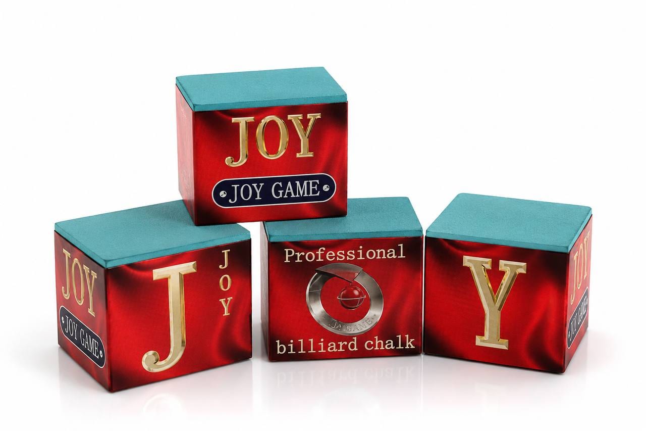Упаковка більярдної крейди JOY Game — червоні коробки із золотим написом JOY